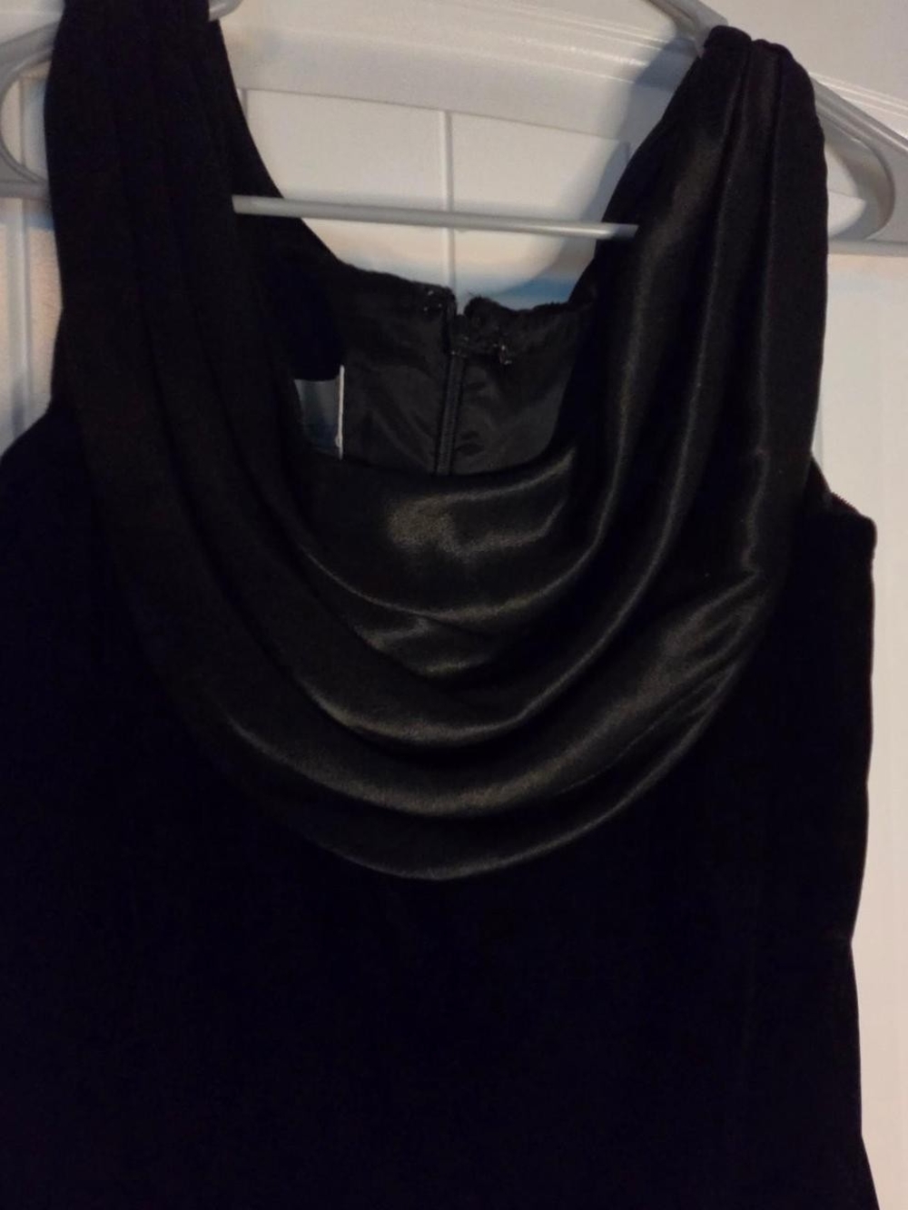 Black Draped Cowl Neck Cocktail Dress